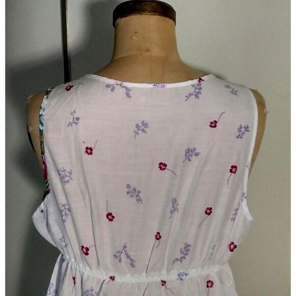 Vintage 70s maxi long peasant white floral romantic nightgown - Picture 7 of 9